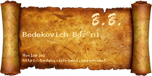 Bedekovich Béni névjegykártya